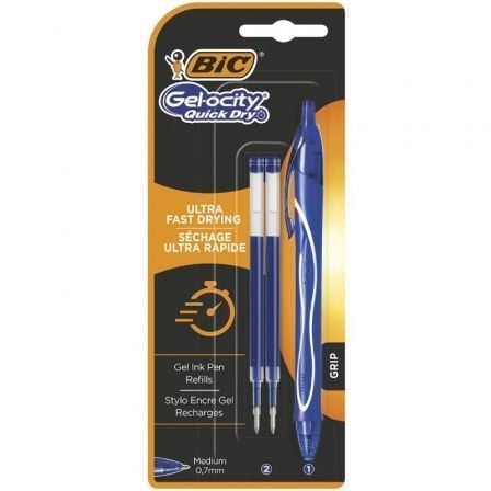 art_bic-gelocity20qdry20951757201u_1.jpg Bolígrafos de Tinta de Gel Retráctil Bic Gelocity Quick Dry 951757/ 1 unidades/ 2 recambios/ Azul - Imagen 1