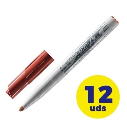 art_bic-rotu20pizarra20rojo2012u_1.jpg Caja de Rotuladores para Pizarra Bic Velleda 9581691/ 2mm/ 12 unidades/ Rojos - Imagen 1
