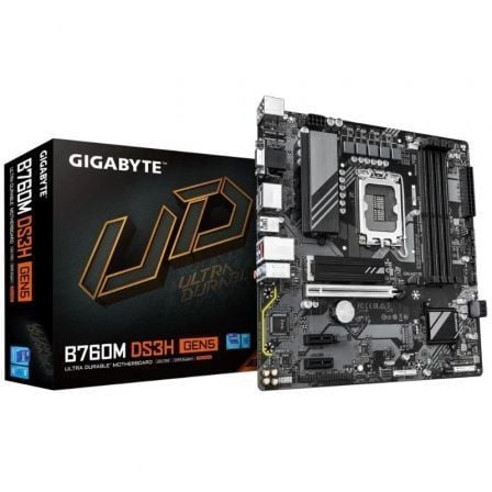 art_gig-pb20b760m20ds3h20gen5_1.jpg Placa Base Gigabyte B760M DS3H GEN5 Socket 1700/ DDR5/ PCIe 5.0/ Micro ATX - Imagen 1
