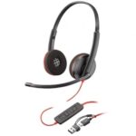 Auriculares Poly Blackwire 3220 + Adaptador USB-C/A/ con Micrófono/ Bulk/ Negros
