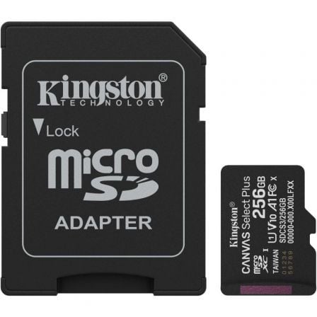 art_kin-microsd20sdcs320256gb_1.jpg Tarjeta de Memoria Kingston CANVAS Select Plus 256GB microSD XC con Adaptador/ Clase 10/ 150MBs - Imagen 1