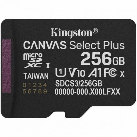 art_kin-microsd20sdcs320256gbsp_1.jpg Tarjeta de Memoria Kingston CANVAS Select Plus 256GB microSD XC/ Clase 10/ 150MBs - Imagen 1