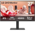 Monitor Profesional LG 27BA45QB-B 27"/ QHD/ Multimedia/ Regulable en altura/ Negro