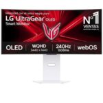 Smart Monitor Gaming Ultrapanorámico Curvo LG UltraGear 34GX90SA-W 34"/ WQHD/ Multimedia/ 0.03ms/ 240Hz/ OLED/ Regulable en altura/ Smart TV/ Blanco