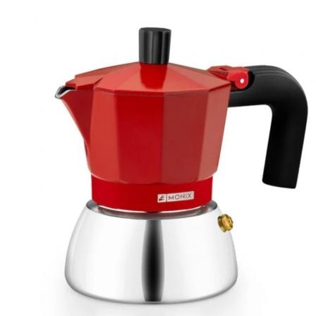 art_mon-cafetera20m863106_1.jpg Cafetera Italiana Monix Induction Inox M863106/ 6 Tazas/ Roja - Imagen 1