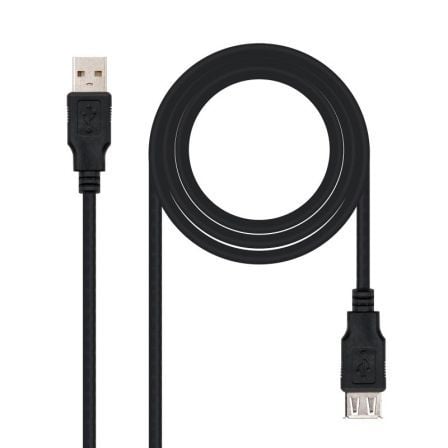 art_nan-cab20102001200203-bk_1.jpg Cable Alargador USB 2.0 Nanocable 10.01.0203-BK/ USB Macho - USB Hembra/ 1.8m/ Negro - Imagen 1