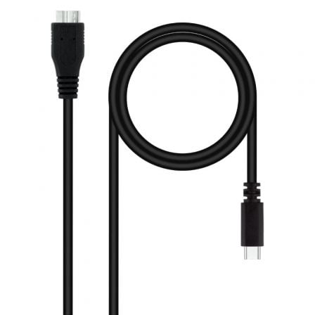 art_nan-cab20102001201201-bk_1.jpg Cable USB 3.0 Tipo-C Nanocable 10.01.1201-BK/ USB Tipo-C Macho - MicroUSB Macho/ 5Gbps/ 1m/ Negro - Imagen 1