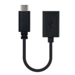 Cable USB 2.0 Tipo-C Nanocable 10.01.2400/ USB Tipo-C Macho - USB Hembra/ 480Mbps/ 15cm/ Negro