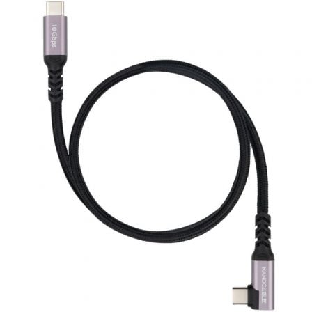 art_nan-cab20102001204701_1.jpg Cable USB 3.2 Tipo-C Acodado Nanocable 10.01.4701/ USB Tipo-C Macho - USB Tipo-C Macho/ Hasta 100W/ 10Gbps/ 1m/ Negro - Imagen 1
