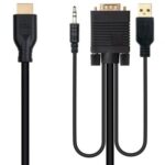 Cable Conversor Nanocable 10.15.4612/ HDMI Macho - VGA Macho/ Jack 3.5 Macho/ USB Macho/ 1.8m/ Negro