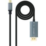 Cable Conversor Nanocable 10.15.5022/ USB Tipo-C Macho - Displayport Macho/ 2m/ Negro
