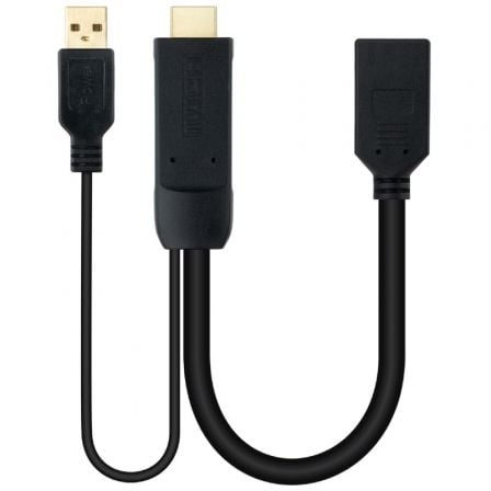 art_nan-cab20102016200205_1.jpg Cable Conversor Nanocable 10.16.0205/ HDMI Macho - DisplayPort Hembra/ 20cm/ Negro - Imagen 1