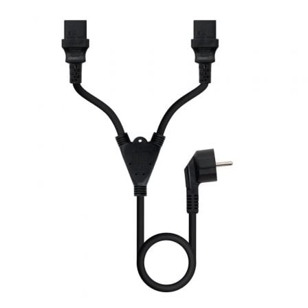 art_nan-cab20102022200100_1.jpg Cable Alimentación Nanocable 10.22.0100/ Schuko Macho - 2 x C13 Hembra/ 1.8m/ Negro - Imagen 1