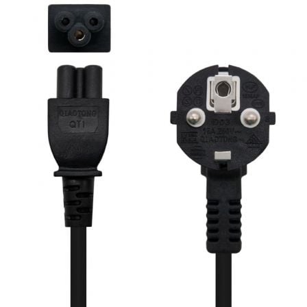 art_nan-cab20102022200302-l300_1.jpg Cable Alimentación Trébol Nanocable 10.22.0302-L300/ Schuko Macho - C5 Hembra/ 3m/ Negro - Imagen 1