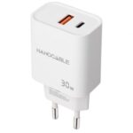 Cargador de Pared Nanocable 10.10.2011/ 1xUSB/ 1xUSB Tipo-C/ 30W/ Blanco
