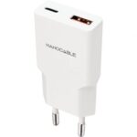 Cargador de Pared Nanocable 10.10.2025/ 1xUSB Tipo-C/ 1xUSB/ 25W/ Blanco