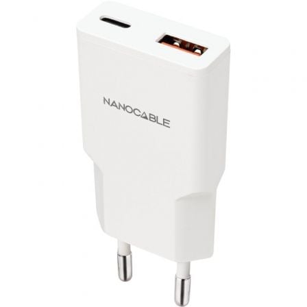 art_nan-carga20102010202025_1.jpg Cargador de Pared Nanocable 10.10.2025/ 1xUSB Tipo-C/ 1xUSB/ 25W/ Blanco - Imagen 1