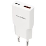 Cargador de Pared Nanocable 10.10.2028/ 1xUSB Tipo-C/ 1xUSB Macho/ 30W/ Blanco