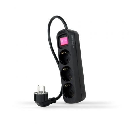 art_nan-regleta20102038200003-bk_1.jpg Regleta con Interruptor Nanocable 10.38.0003-BK/ 3 Tomas de Corriente/ Cable 1.4m/ Negra - Imagen 1