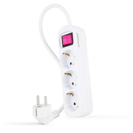 art_nan-regleta20102038200003_1.jpg Regleta con Interruptor Nanocable 10.38.0003/ 3 Tomas de Corriente/ Cable 1.4m/ Blanca - Imagen 1