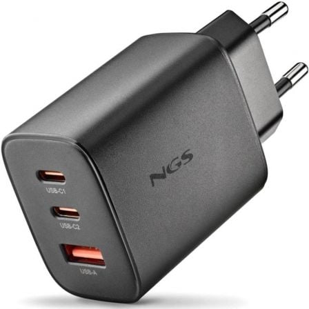 art_ngs-carga20era2065w20bk_1.jpg Cargador de Pared GaN NGS Era 65W/ 2xUSB Tipo-C/ 1xUSB/ 65W - Imagen 1