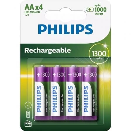art_phil-pila20r6b4a1302010_1.jpg Pack de 4 Pilas AA Philips R6B4A130/10/ 1.2V/ Recargables - Imagen 1