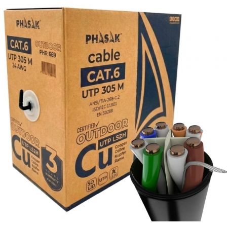 art_phk-cab20phr20669_1.jpg Bobina de Cable RJ45 UTP Phasak PHR 669 Cat.6/ 305m/ Gris - Imagen 1