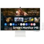 Smart Monitor Samsung M8 M80F S32FM801UU 32"/ 4K/ Multimedia/ Regulable en altura/ Smart TV/ Webcam/ Blanco