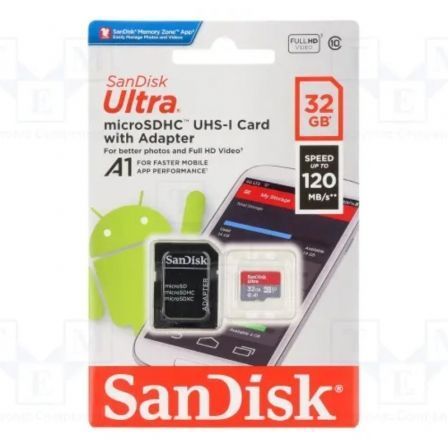art_snd-microsd20sdsqua4032ggn6ma_1.jpg Tarjeta de Memoria SanDisk Ultra 32GB microSD HC UHS-I con Adaptador/ Clase 10/ 120MBs - Imagen 1