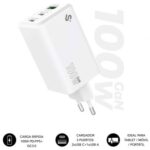 Cargador de Pared GaN Subblim 100W Charger USB C+C+A/ 2xUSB Tipo-C/ 1xUSB/ 100W