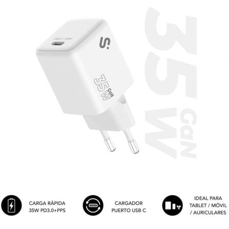 art_sub-carga20subchg-6g3510_1.jpg Cargador de Pared GaN Subblim 35W Charger USB C/ 1xUSB Tipo-C/ 35W - Imagen 1