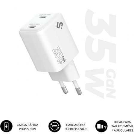 art_sub-carga20subchg-6g3520_1.jpg Cargador de Pared GaN Subblim 35W Charger USB C+C/ 2xUSB Tipo-C/ 35W - Imagen 1