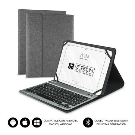art_sub-funda20kt2-bt0002_1.jpg Funda con Teclado Subblim Keytab Pro Bluetooth para Tablets de 9.6"-10.8"/ Gris - Imagen 1