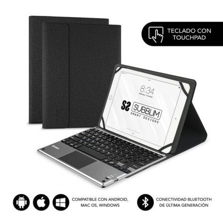 art_sub-funda20kt2-btp001_1.jpg Funda con Teclado Subblim Keytab Pro Bluetooth Touchpad para Tablets de 9.6"-10.8"/ Negra - Imagen 1