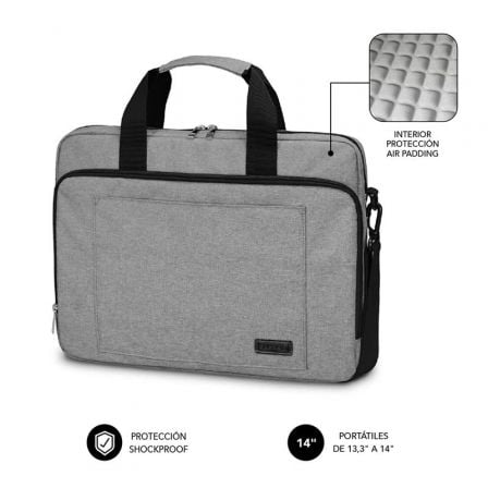 art_sub-mal20lb-4aplb01_1.jpg Maletín Subblim Air Padding Laptop Bag para Portátiles hasta 14"/ Cinta para Trolley/ Gris - Imagen 1