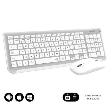 art_sub-tec20combo20d20pres20ext20wh_1.jpg Teclado y Ratón Inalámbrico Subblim Combo Dual Prestige Extendido/ Blanco y Plata - Imagen 1