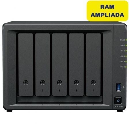 art_syn-nas20ds152520plus2032gb_1.jpg NAS Synology Diskstation DS1525+/ 5 Bahías 3.5"- 2.5"/ 32GB DDR4/ Formato Torre - Imagen 1
