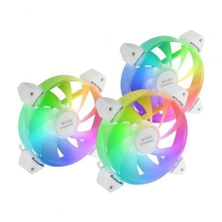 art_tac-ref20mf-3a20wh_1.jpg Pack 3 Ventiladores Mars Gaming MF-3A/ 12cm/ ARGB/ Blanco - Imagen 1