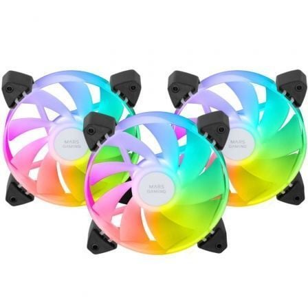 art_tac-ref20mf-3ar20bk_1.jpg Pack 3 Ventiladores Invertidos Mars Gaming MF-3AR/ 12cm/ ARGB - Imagen 1