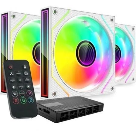 art_tac-ref20mf-3dprokit20wh_1.jpg Pack 3 Ventiladores Mars Gaming MF-3DPROKIT/ 12cm + HUB + Mando a Distancia/ ARGB/ Blanco - Imagen 1