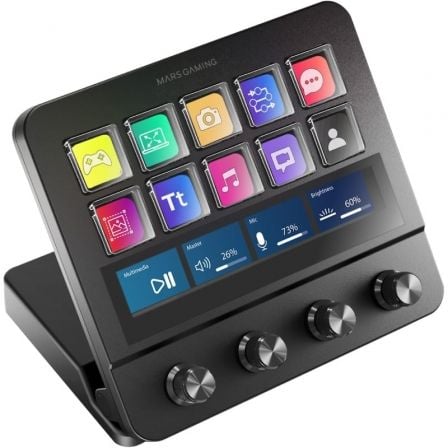 art_tac-stream20msd-pro20bk_1.jpg Stream Deck Mars Gaming MSD-PRO/ 10 Teclas LCD + 4 Diales Personalizables/ Negro - Imagen 1