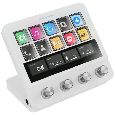 art_tac-stream20msd-pro20wh_1.jpg Stream Deck Mars Gaming MSD-PRO/ 10 Teclas LCD + 4 Diales Personalizables/ Blanco - Imagen 1