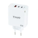 Cargador de Pared GaN TooQ TQWC-GANQC2PD65WT/ 2xUSB Tipo-C/ 1xUSB/ 65W
