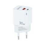 Cargador de Pared GaN TooQ TQWC-GANQCPD30WT/ 1xUSB Tipo-C/ 1xUSB/ 30W