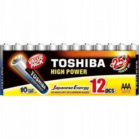 art_tos-pila20r03atpack12_1.jpg Pack de 12 Pilas AAA Toshiba High Power LR03/ 1.5V/ Alcalinas - Imagen 1