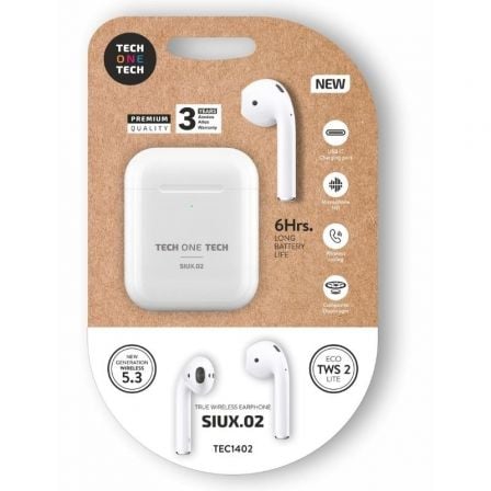 art_tot-aur20tec1402_1.jpg Auriculares Bluetooth Tech One Tech SIUX.2 TEC1402/ con estuche de carga/ Autonomía 6h/ Blancos - Imagen 1