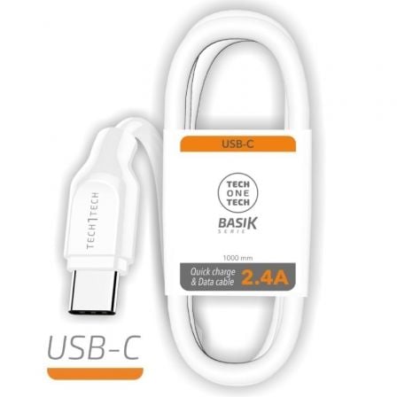 art_tot-cab20tec2903_1.jpg Cable USB Tipo-C Tech One Tech TEC2903/ USB Tipo-C Macho - USB Macho/ 1m/ Blanco - Imagen 1