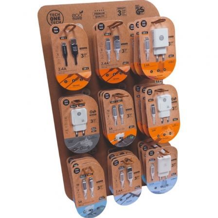 art_tot-expositor20eko20400903_1.jpg Expositor de Cargadores GaN y Cables Tech One Tech EKO 400903/ 9 ganchos/ Incluye 27 Productos - Imagen 1