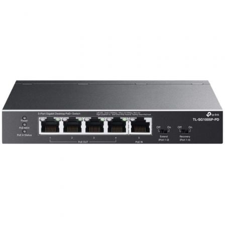 art_tpl-switch20tl-sg1005p-pd_1.jpg Switch TP-Link TL-SG1005P-PD 5 Puertos/ RJ-45 1/ 2.5Gbps PoE - Imagen 1
