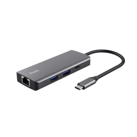 art_tru-adp20dalyx_1.jpg Docking USB Tipo-C Trust Dalyx/ 2xUSB/ 2xUSB Tipo-C/ 1xHDMI 4K/ 1xRJ45/ Gris - Imagen 1